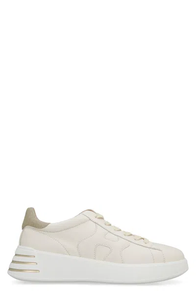 Hogan Women's Wavy Side Sneaker With Glitter Fabric Details In Ivory And Gold