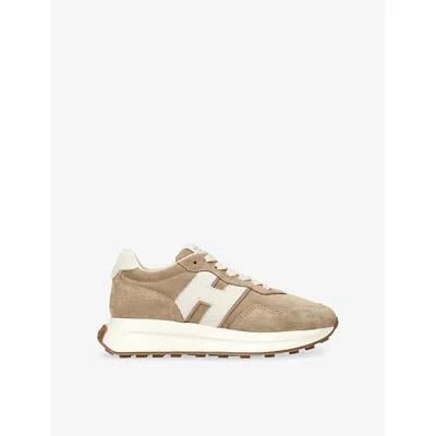 HOGAN WOMENS BEIGE ALLACCIATO H641 SUEDE TRAINERS EUR 42/ 9 UK
