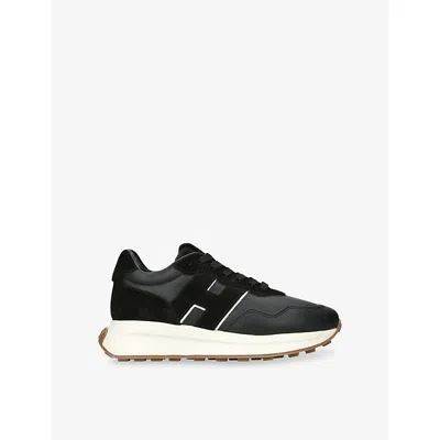 HOGAN WOMENS BLACK ALLACCIATO H641 LEATHER TRAINERS EUR 39.5 / 6.5 UK