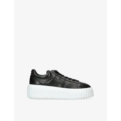 HOGAN WOMENS HOGAN H-STRIPES BRANDED LEATHER LOW-TOP TRAINERS