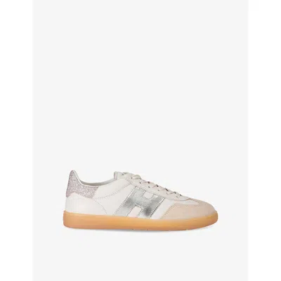 Hogan Womens  Cool Leather And Suede Low-top Trainers In Silver Com