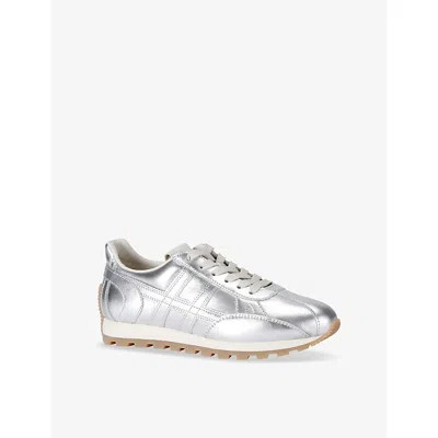 HOGAN WOMENS SILVER ALLACCIATO H 671 LEATHER LOW-TOP TRAINERS EUR 37.5 / 4.5 UK