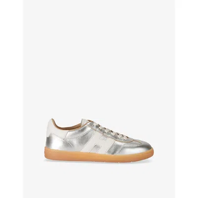 Hogan Womens Silver Cool Metallic-leather Low-top Trainers Eur 38/5 Uk