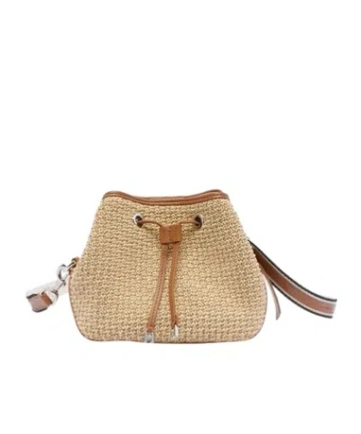 Hogan Woven Drawstring Basket Bag In Nude