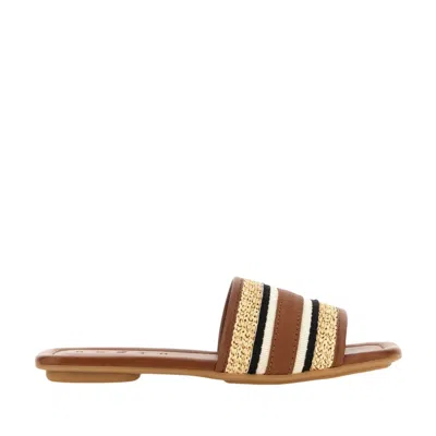 Hogan Woven Flat Slide Sandals In Multi