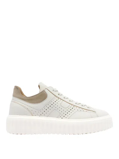Hogan H-stripes Sneakers In Beige, White