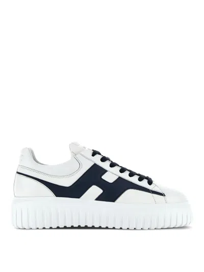 Hogan H-stripes Low-top Sneakers With Smooth Leather Upper In White
