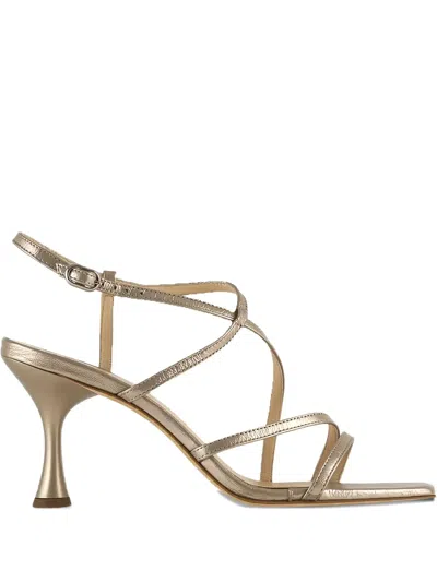 Hogl 100mm Chiara Metallic Heeled Sandals In Gold