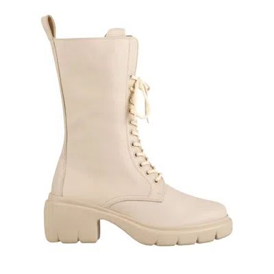 Hogl Beige Louise Mid-height Lace-up Leather Ankle Boots In White