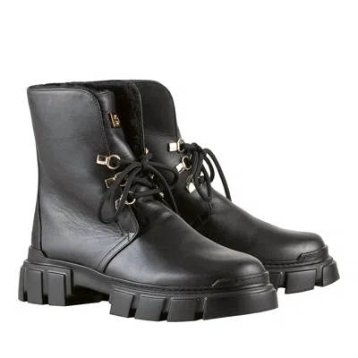 Hogl Black Casual Chunky Sole Leather Ankle Boots In Gray