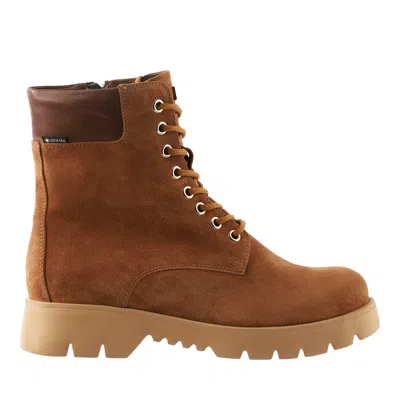 Hogl Brown Harvest Insulated Lace-up Side Zipper Suede Ankle Boots