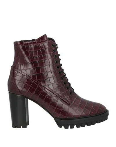Hogl Hōgl Woman Ankle Boots Burgundy Size 9.5 Leather In Red