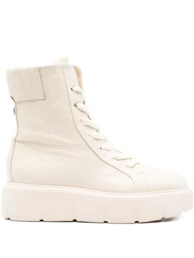 Hogl Lace-up Platform Combat Boots In White