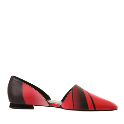 Hogl Multicolor Eve Pointed Toe Gradient Low Heel Leather Flats In Red