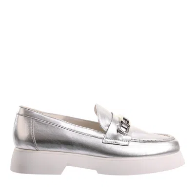 Hogl Silver Cecil Metallic Decorative Bit Leather Loafers In Multi