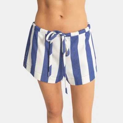 Hoity Toity Boardwalk Stripe Shorts In Blue Cream