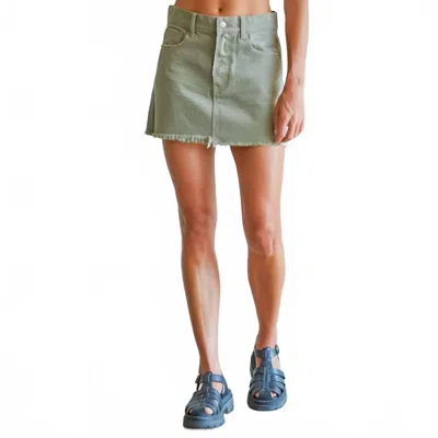 Hoity Toity Denim Mini Skirt In Olive In Green