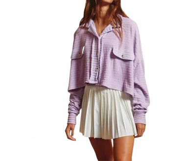 Hoity Toity Loose Fit Crop Shacket In Lavender In Purple
