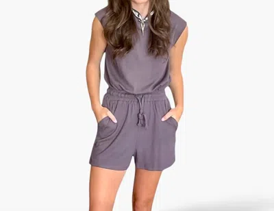 Hoity Toity Open Back Romper In Grey In Gray