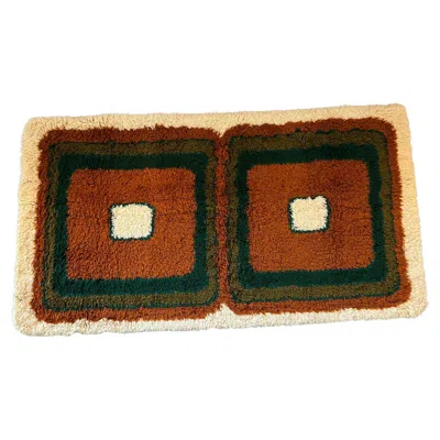 Pre-owned Hojer Eksport Wilton 1960's , Danish, Wool Rya Rug, Tapestry, Mid Century Modern In Brown