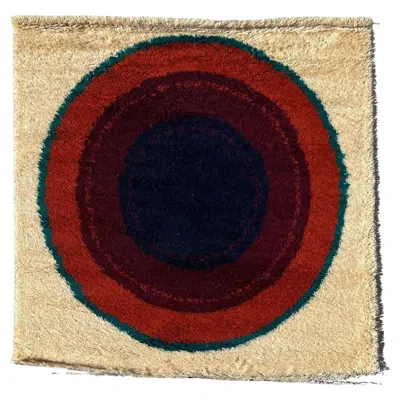Pre-owned Hojer Eksport Wilton 60's Eksport Wilton, Verner Panton, Unused, Mcm, Danish Rya Rug, Bullseye Argus In Black