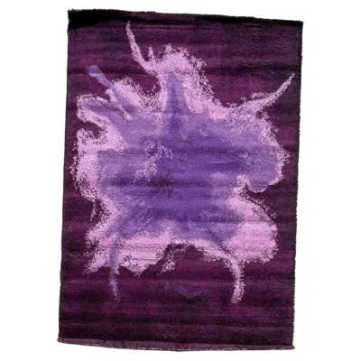 Pre-owned Hojer Eksport Wilton 60s Eksport Wilton, Mid Century, Unused, Modern Danish Rya Rug Rorschach Purples