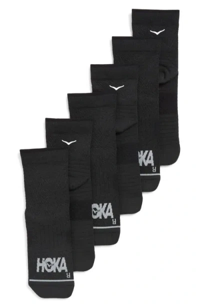 Hoka 3-pack Running Quarter Socks In Black