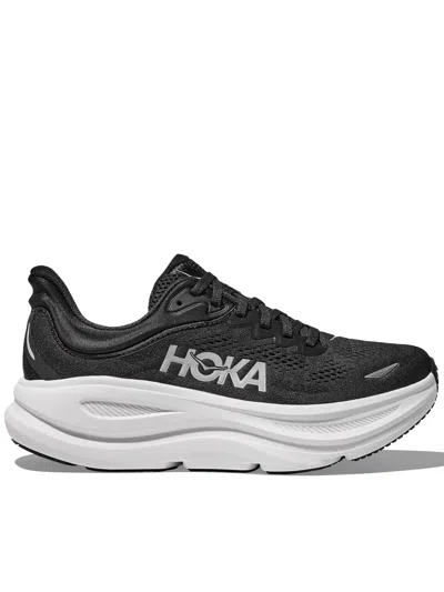 Hoka Black Bondi 9 Cushioned Mesh Sneakers In White