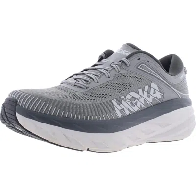Hoka Bondi 7 Mens Stability Supportive Running Shoes In Gray