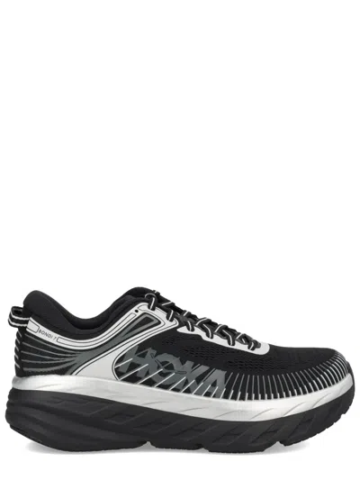 Hoka Bondi 7 Silver Details Sneakers In Black