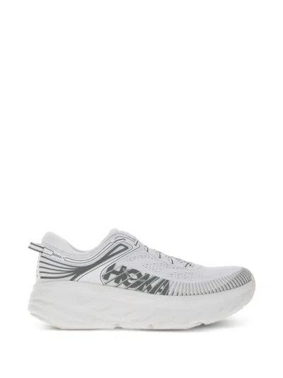 Hoka One One Bondi 7 Contrast Fabric Sneaker In White