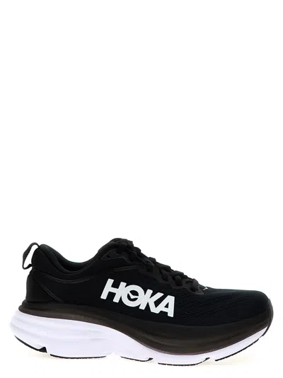 Hoka Black Logo Sneakers In White/black