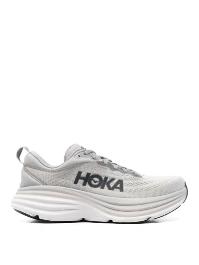 Hoka Bondi 8 Rubber-trimmed Mesh Running Sneakers In Gray
