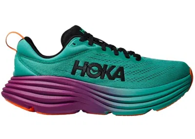 Pre-owned Hoka Bondi 8 (women's) Sneakers In Electric Aqua/black In Multi
