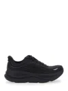 Hoka Bondi 9 Black Low Top Sneakers With Maxi Logo Lettering On The Side In Tech Fabric Unisex In Black
