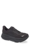Hoka Bondi 9 Black Low Top Sneakers With Maxi Logo Lettering On The Side In Tech Fabric Unisex In Black