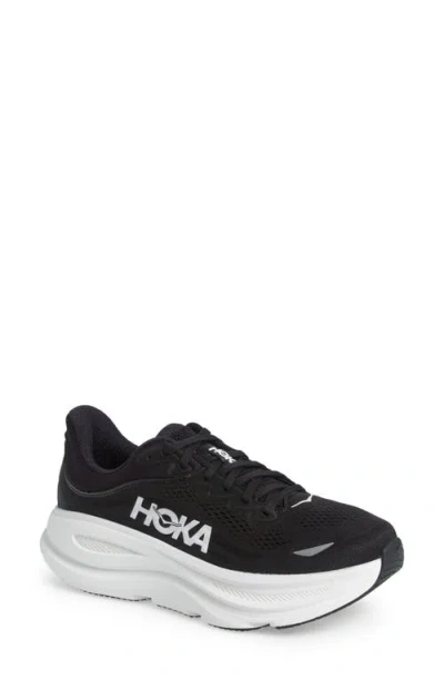 Hoka Bondi 9 Running Shoe In Black White F