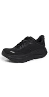 Hoka Bondi 9 Black Low Top Sneakers With Maxi Logo Lettering On The Side In Tech Fabric Unisex In Black