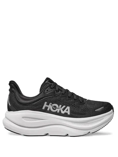 Hoka Bondi 9 Jacquard Mesh-knit Sneakers In Black