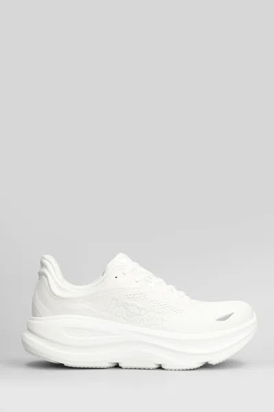 HOKA BONDI 9 SNEAKERS IN WHITE FABRIC