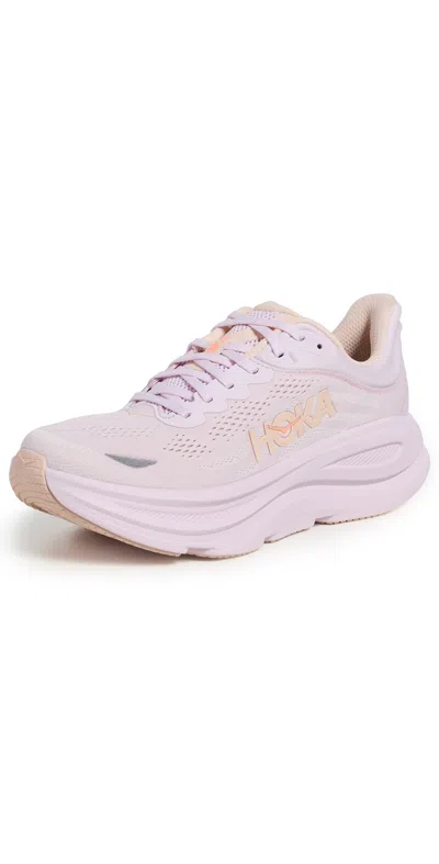 Hoka Bondi 9 Sneakers Lilac Cream/tangerine Glow In Pink