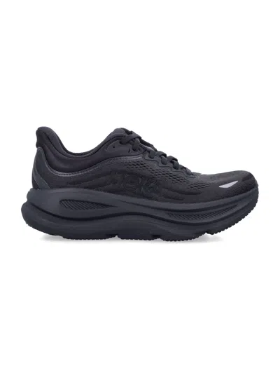 Hoka Bondi 9 Black Low Top Sneakers With Maxi Logo Lettering On The Side In Tech Fabric Unisex