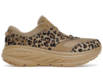Pre-owned Hoka Bondi L Engineered Garments Sand Leopard Sneakers In Sand Leopard Print