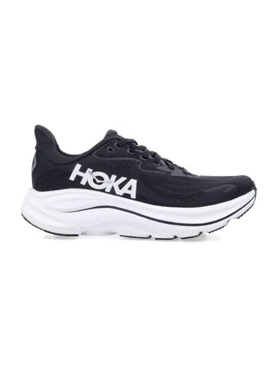 Hoka Clifton 10 Rubber-trimmed Jacquard-mesh Sneakers In Black