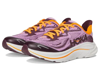 Hoka Clifton 10 (big Kid) Kids Shoes Flower Nectar/cosmic Grey : 6.5 Big Kid M, Textile