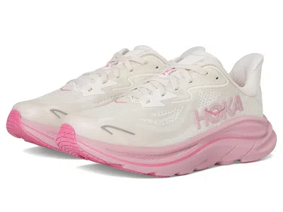 Hoka Clifton 10 (big Kid) Kids Shoes Rose Cream/dried Rose : 4.5 Big Kid M, Textile In White
