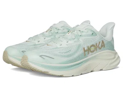 Hoka Clifton 10 (big Kid) Kids Shoes Sea Glass/truffle Salt : 6.5 Big Kid M, Textile In Blue