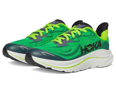 Hoka Clifton 10 (big Kid) Kids Shoes Spring Green/cosmic Grey : 3.5 Big Kid M, Textile