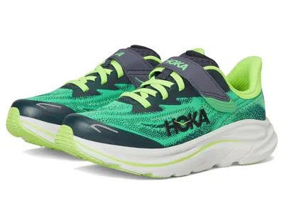 Hoka Clifton 10 Kids Shoes Spring Green/cosmic Grey : 12 Little Kid M, Textile