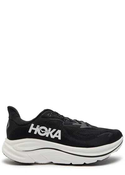Hoka Clifton 10 Rubber-trimmed Jacquard Running Sneakers In Black